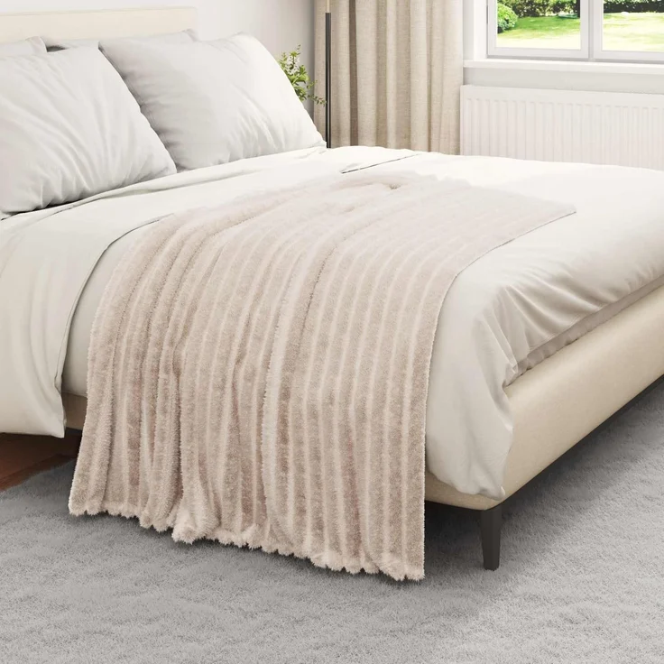 vidaXL Überwurfdecke Beige 150 x 130 cm Fleece 42016821 – Bild 3