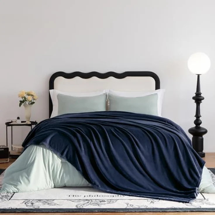 WAVVE Kuscheldecke Flauschig Decke Fleecedecke - Sofadecke Blau 220x240 cm Wohndecke Sommer Couchdecke Weich, XXL Groß Decke Sofa Leicht – Bild 9