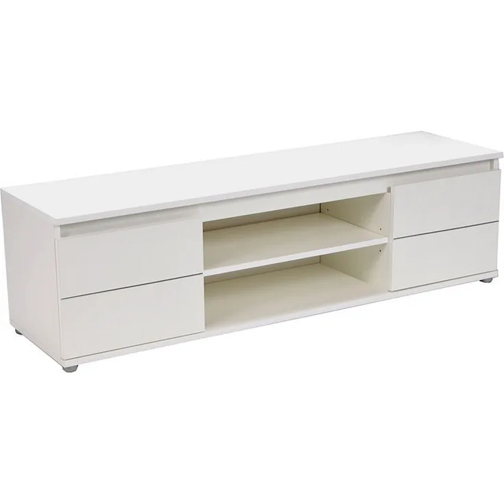 Weber Industries Lowboard Como, Weiß, Holzwerkstoff, rechteckig, 140x40x38 cm, mit 2 Türen und verstellbarem Einlegeboden