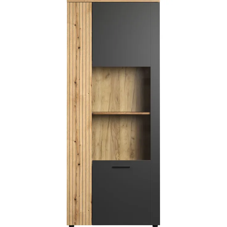 Vitrine Esteban in grau und Eiche Evoke 80 x 195 cm