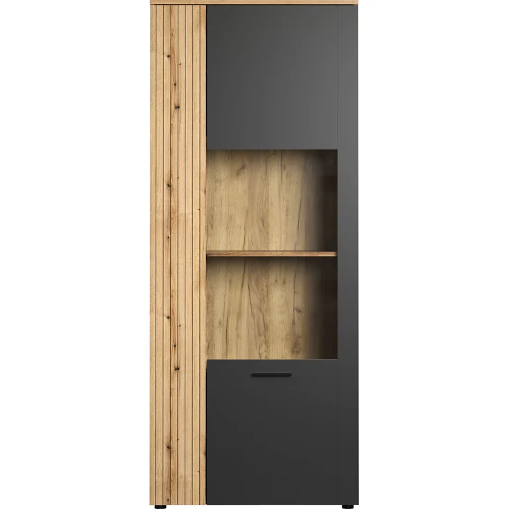 Vitrine Esteban in grau und Eiche Evoke 80 x 195 cm