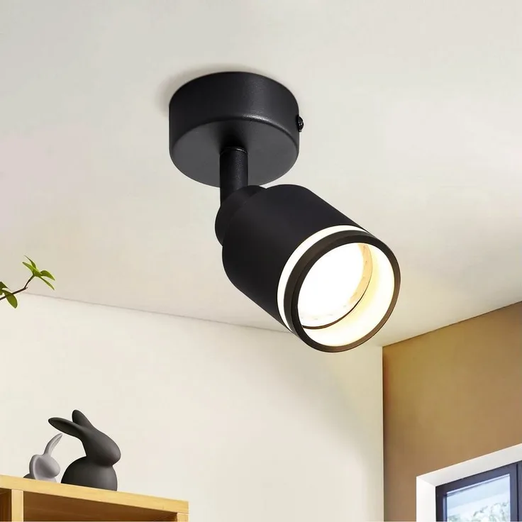 Nettlife Deckenspots Schwarz 1/2/3/4 Flammig GU10 Schwenkbar Innen Metall Deckenstrahler, Schwenkbar 355°, ohne Leuchtmittel, für Flur Wohnzimmer Küche Schlafzimmer