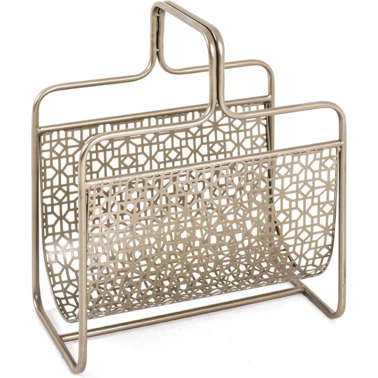 Haku Zeitungsständer im Art-Deco-Stil, gold matt lackiertes Metallgestell mit Bügelgriff, freistehend, 37 x 22 x 45 cm – Bild 1