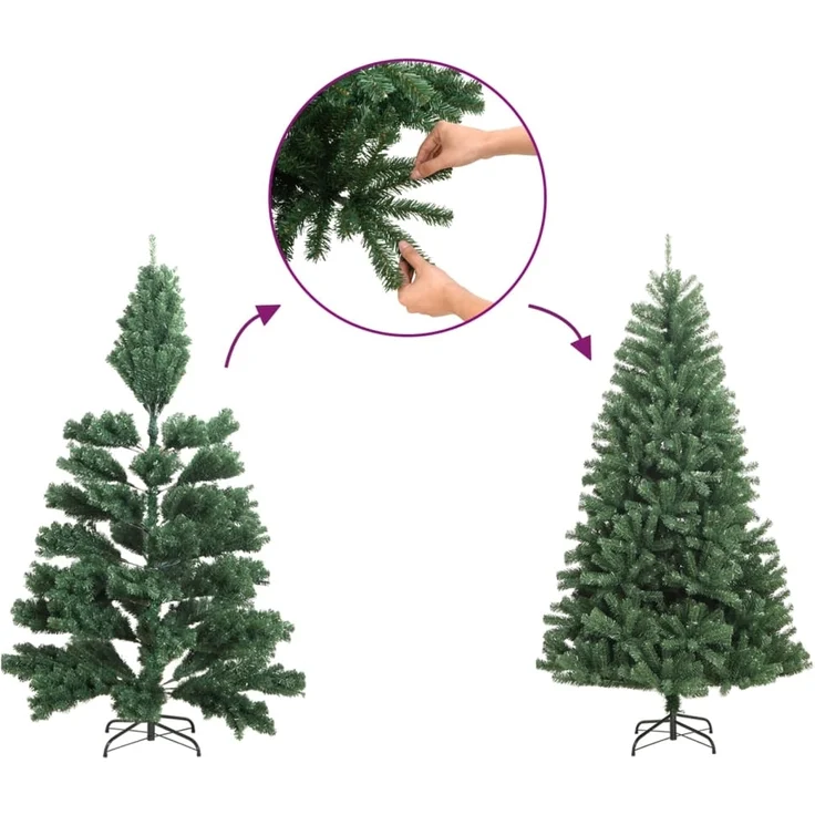 vidaXL Künstlicher Halb-Weihnachtsbaum Ständer Schlank Schwarz 240 cm 344578 – Bild 6
