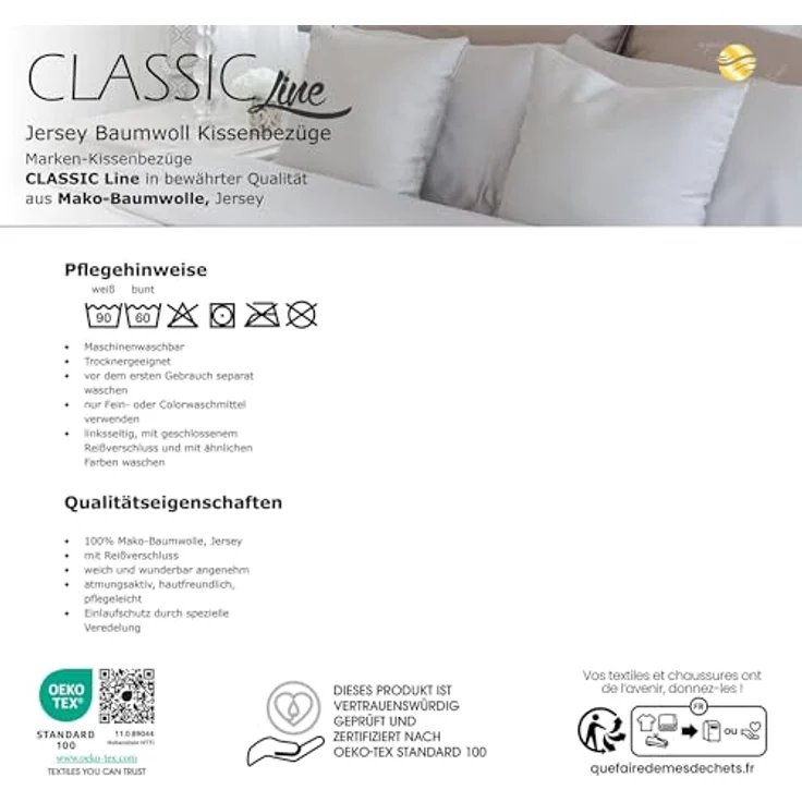 aqua-textil Kissenbezüge Classic Line Kissenbezüge Kissenhüllen 2er Set 45x45cm cremegelb – Bild 6