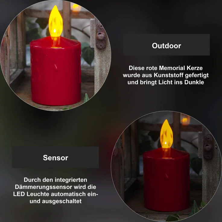 LED-BLOCKLEUCHTE PAULA / 11,5 cm / BATTERIE / Sensor / Innen-/Außenbereich / rot – Bild 4