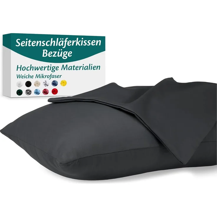 Seitenschläferkissen Bezug 40x145 Mikrofaser Premium 2er Set Kissenbezug Deko für Kissen Bett/Sofa Stoff Weicher Resistent Hypoallergen Anti-Milben Kopfkissenbezug Verdecktem Zip Voll Waschbar