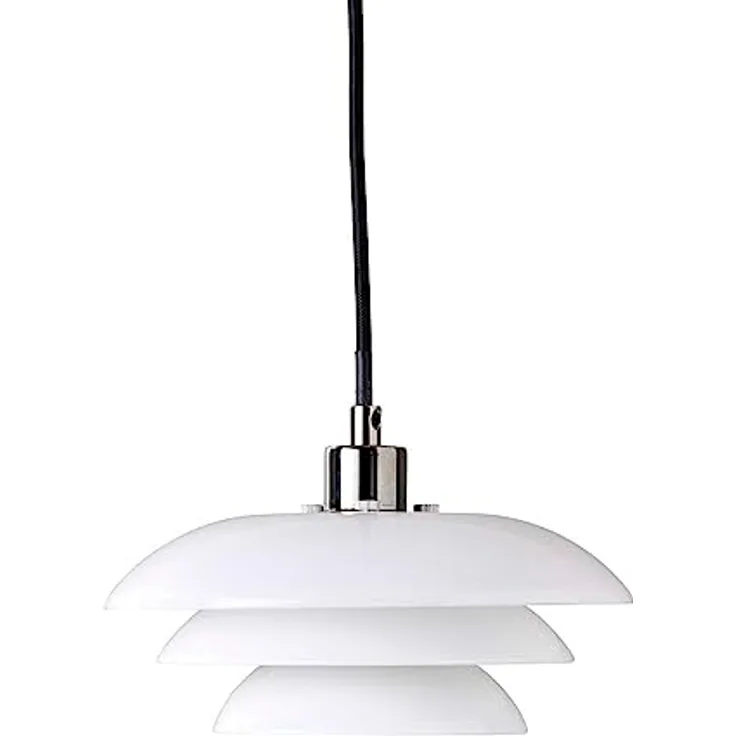 Dyberg Larsen DL20 Pendelleuchte LED, Hängelampe in Opal/chrom, kompakt mit sanfter Lichtverteilung für Esszimmer und Wohnzimmer