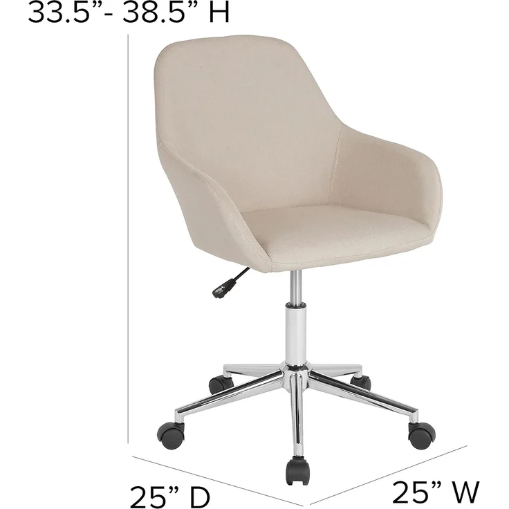 Flash Furniture Cortana Home Bürostuhl, mittelhohe Rückenlehne, Schaumstoff, Metall, Kunststoff, Beiger Stoff, 1 Stück – Bild 3