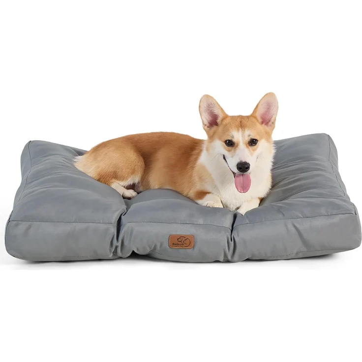 BEDSURE Hundekissen kleine Hunde waschbar - 76x50 cm Hundebett M für kleine, mittelgroße Hunde gepolstert Hundematte dunkelgrau in 10cm Höhe – Bild 1