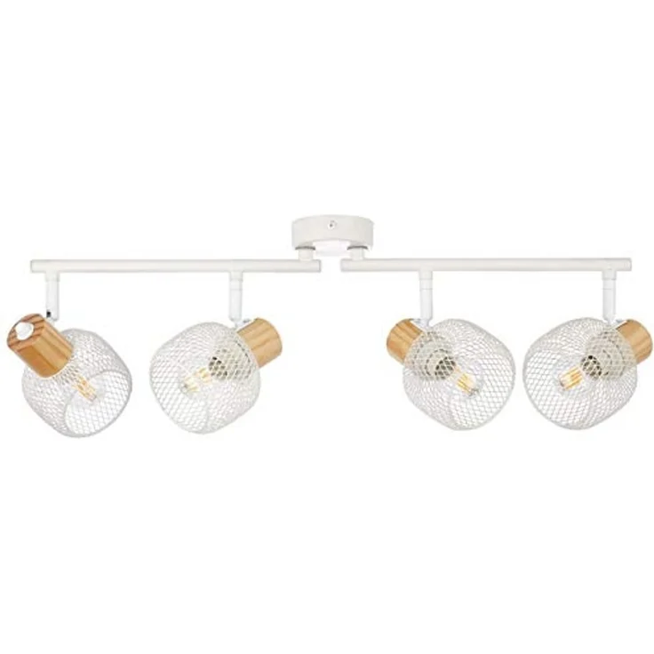 Brilliant Deckenstrahler Giada, ohne Leuchtmittel, 74 cm, 4 x E14, Köpfe schwenkbar, Metall/Holz, weiß/natur – Bild 4