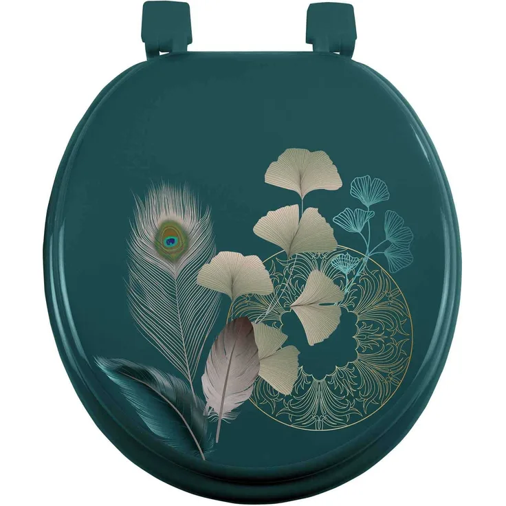 Motiv WC Sitz Pfau Feder Klodeckel Toilette Klobrille Toilettendeckel petrol