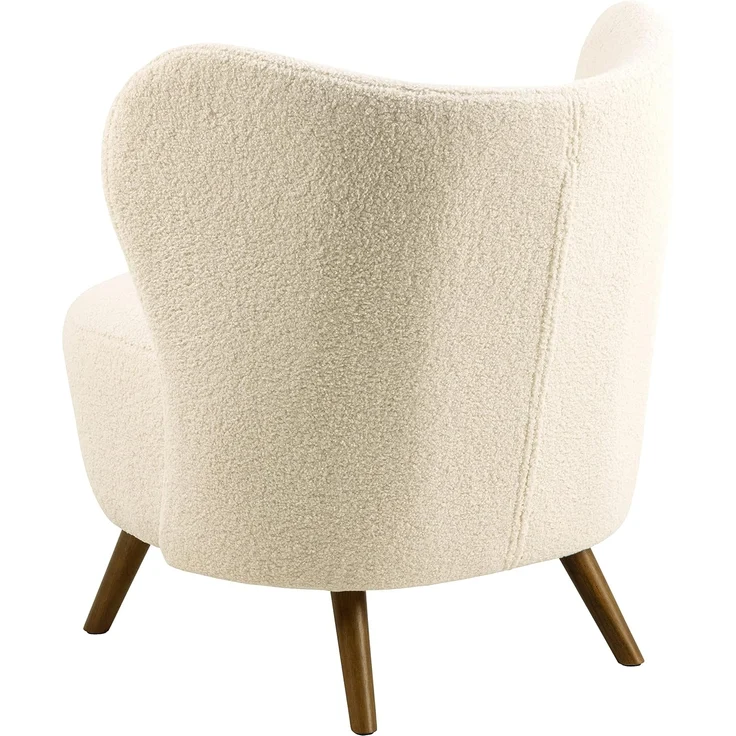 AC Design Furniture Christopher Sessel in Creme, Gepolsterter Ohrensessel mit Teddyähnlichem Stoff und Dunkelbraunen Beinen, Loungesessel für Wohnzimmer, Cocktailsessel im Skandinavischen Stil – Bild 5
