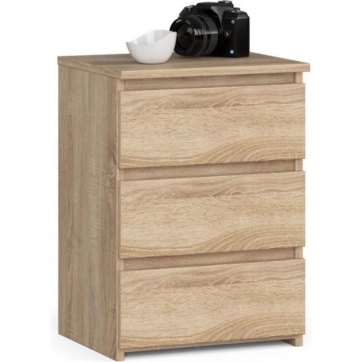 Home Collective Kommode 40 cm breit Holz Highboard Sideboard für Flur Schlafzimmer Wohnzimmer (Mehrzweckschrank Schrank schmal Kommode Schlafzimmer mit Schubladen), Kinderzimmer Organizer, 57 cm hoch mit 3 Schubladen sonoma Eiche – Bild 1