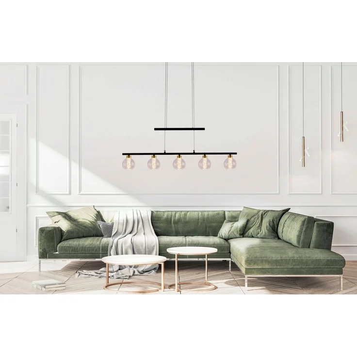 näve LED Pendelleuchte Brass, Warmweiß, 5flammig dimmbar höhenverstellbar Lichtfarbe warmweiß – Bild 2