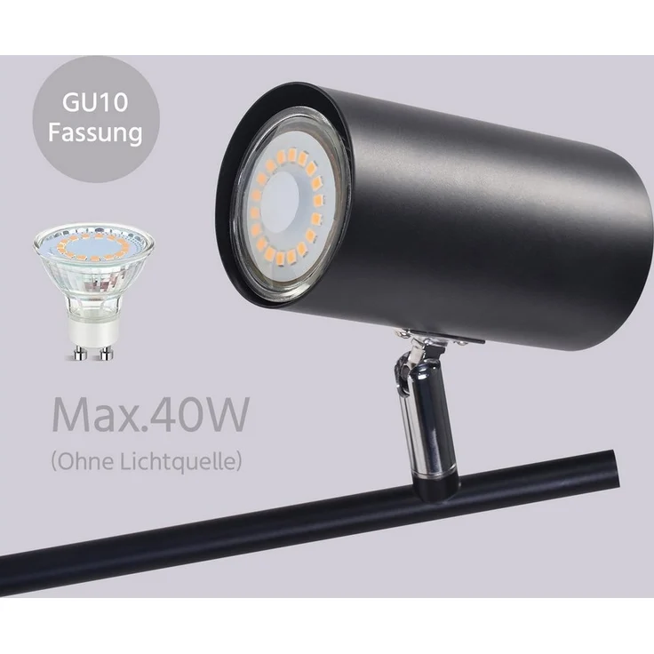 Nettlife Tischleuchte Nachttischlampe Schwarz/Weiß/Gold GU10 mit kabel Schlafzimmer, Schwenkbar 350°, LED wechselbar, Metall Schreibtischlampe Leselampe – Bild 3
