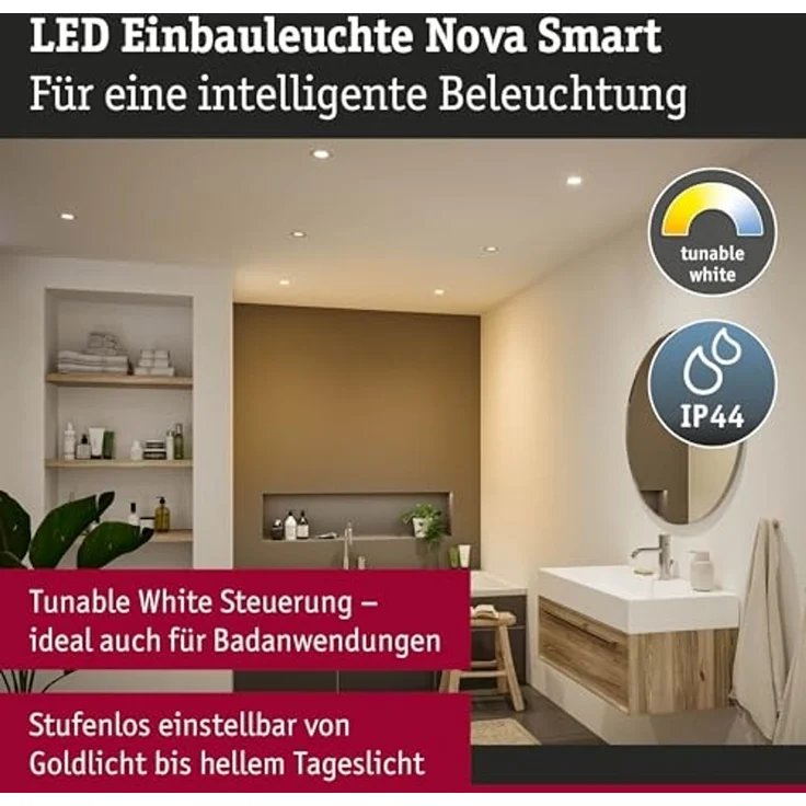 Paulmann 92446 LED Einbauleuchte Nova Coin 3er-Set Zigbee Tunable White Schwarz matt IP44 – Bild 2