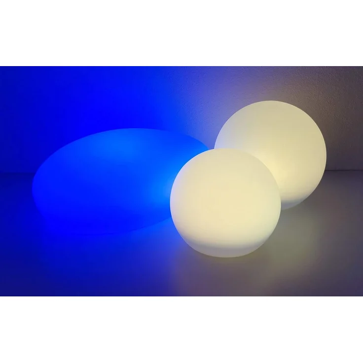 TRANGO LED Solarleuchte, SO-00134 3er Set LED Solar-Leuchtkugel IP44 Solar Leuchtstein in 20/30/40cm Durchmesser Weiß matt mit 3000K warmweiß LED & RGB Farbwechsel LED *SNOWY* Solarkugel Kugelleuchte, Außenleuchte, Kugellampe, Gartenleuchte – Bild 7