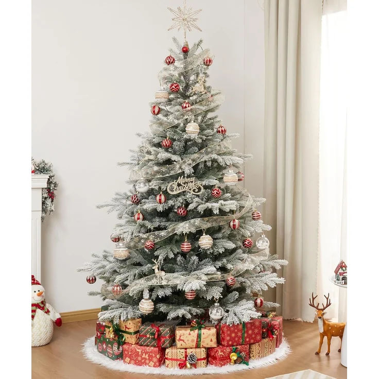 Yorbay Künstlicher Weihnachtsbaum Künstlicher Christbaum, mit Schnee, Metallständer – Bild 8