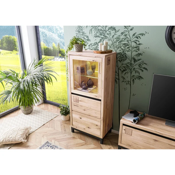 Vitrine Wildeiche 65x40x148 bianco geölt VILLANDERS #204 – Bild 2