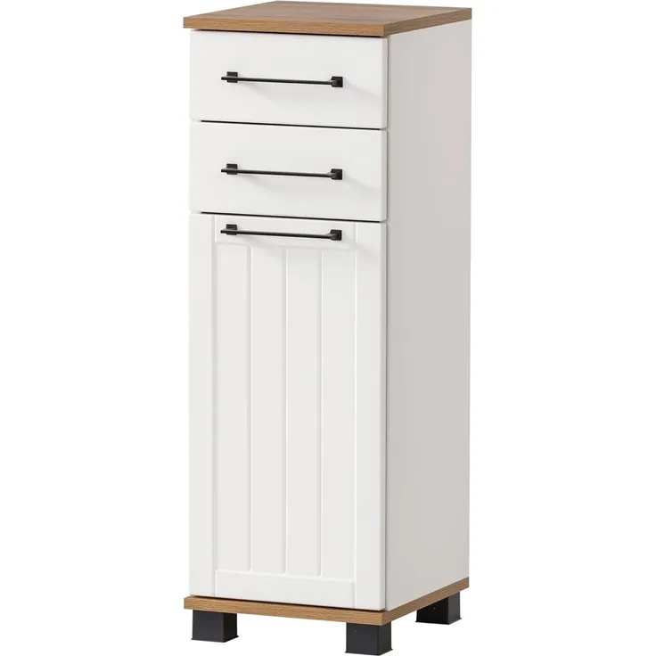 SCHILDMEYER Unterschrank Kommode Badschrank Badmöbel mattweiß 30,3 x 88,1 x 32,6 cm