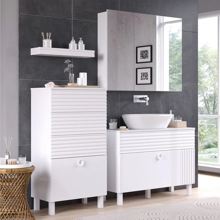 Midischrank Sola Weiß 60.2 x 113 cm mit 4 Schubladen Vicco – Bild 4