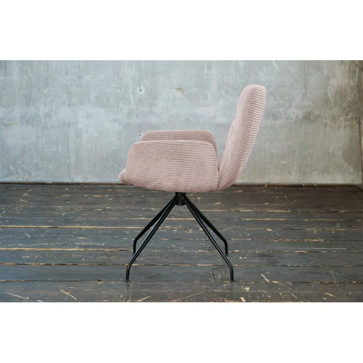 KAWOLA Stuhl NEW CHARME Drehstuhl Esszimmersessel Cord rosa 87 x 66 x 59 cm – Bild 4