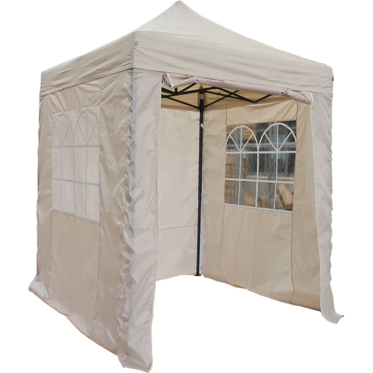 All Seasons Gazebos Pop-Up-Pavillon, vollständig wasserdicht, mit 4 Reißverschluss-Seiten und Zubehör, Beige