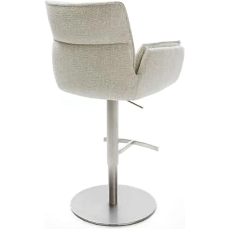 Barstuhl Nela-Flex Webstoff Soft Beige Drehfuß höhenverstellbar Edelstahl Silberfarben – Bild 6