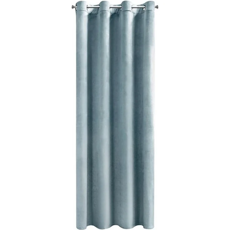 Design91 Samtvorhang, Ösen, Polyester hellblau, 140x250 cm – Bild 4