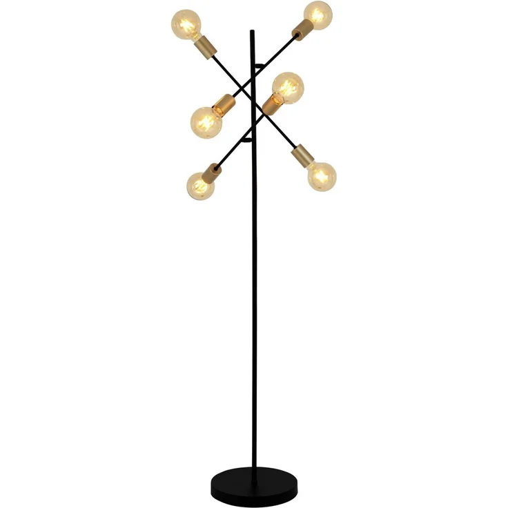 Stehlampe Wohnzimmer Stehleuchte Leselampe Vintage 6 Flammig Schwarz 2097122 – Bild 1