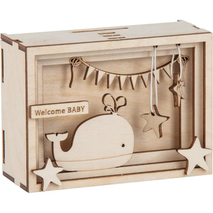Holz 3D Geschenkbox Baby,FSCMixCred, 11,5 x 8,5 x 5 cm, 15 tlg. Bausatz,...