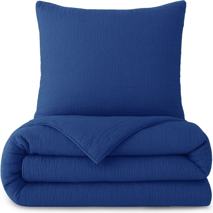 Laynenburg Bettwäsche Musselin aus 100% Baumwolle in 135x200 oder 155x220 cm, atmungsaktiv & bügelfrei – 2 lagig mit Reißverschluss & Haltebändern – Bild 1