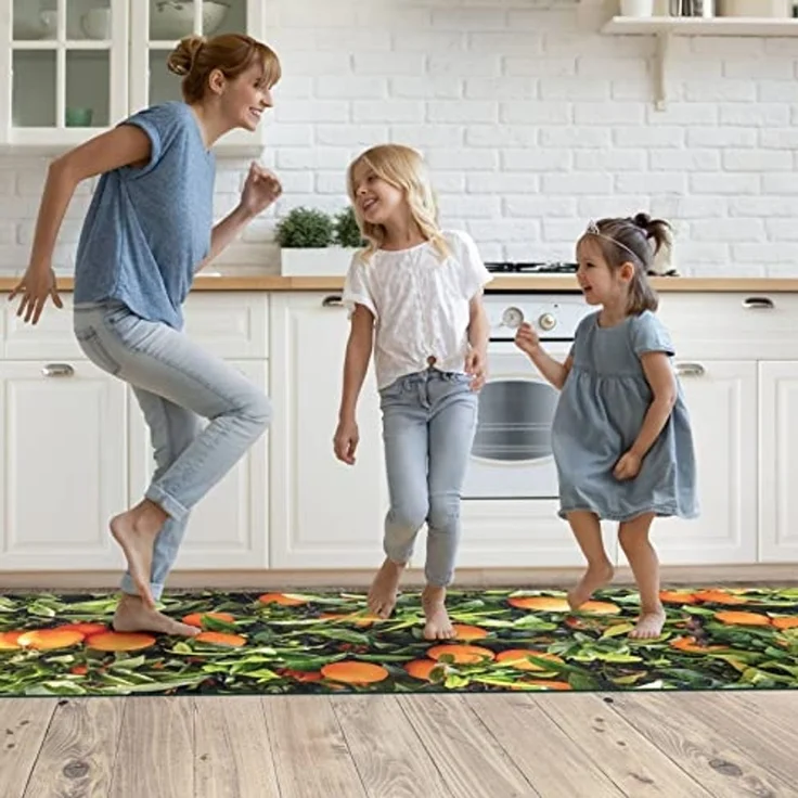 ANRO Küchenläufer Hochwertig GreenLine Flurläufer Teppichläufer Textil, Eckig, Bodenläufer 100x52cm Orangen Natur pflegeleicht – Bild 6