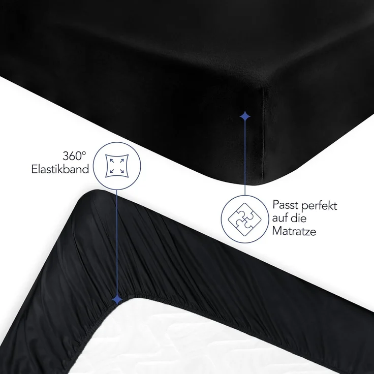 Dreamzie - Spannbettlaken 90x200 cm | Mikrofaser Weich – Für Dicke Matratzen – Oeko-Tex | Komfort, Atmungsaktivität, Pflegeleicht – Schwarz – Bild 3