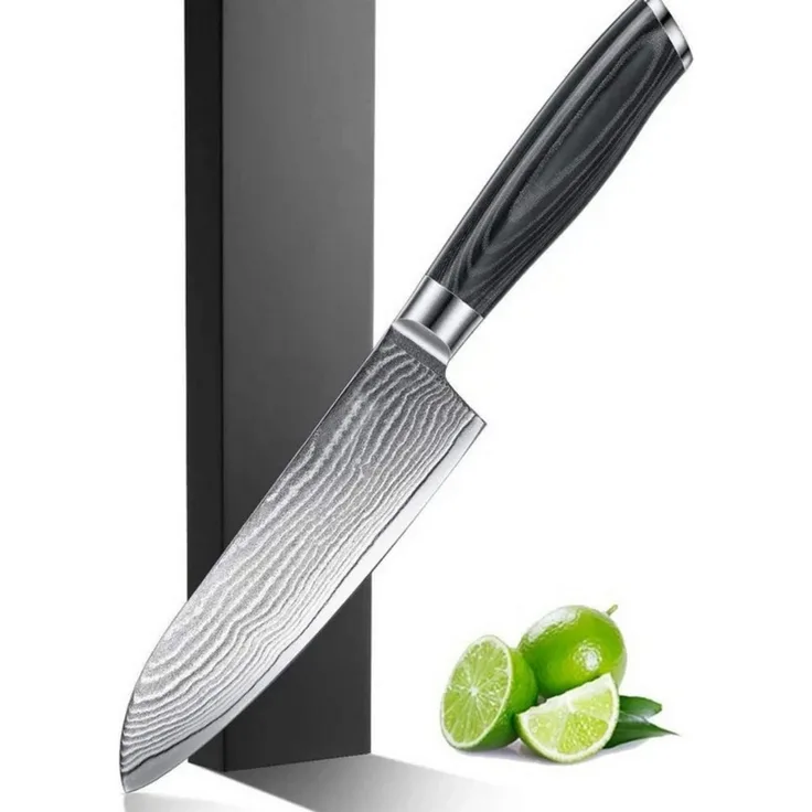 Vivitar Santokumesser 17 cm, Japanisches VG-10 Damastmesser aus 67-lagigem Damaststahl, ergonomisch professionelles Kochmesser für Fleisch, Fisch, Gemüse