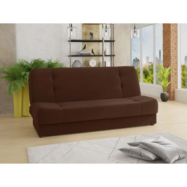 Schlafsofa Sena - Sofa mit Schlaffunktion und Bettkasten, Velours Stoff, Bettsofa mit Bonell-Federkern, Couch (Braun (Manila 04))