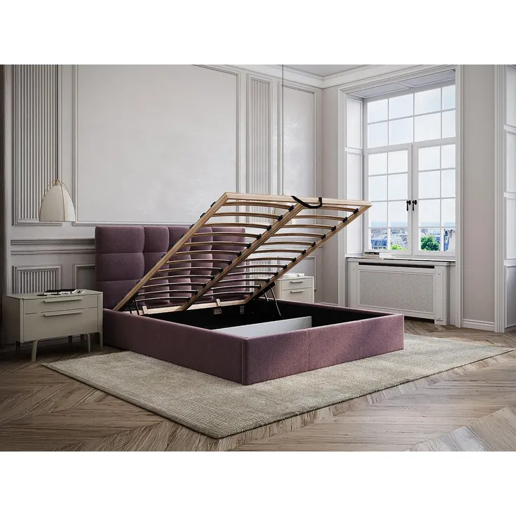 Vente-unique - ELIAVA Bett Stoff Rot - B 213 cm x H 106 cm x L 190 cm – Bild 2