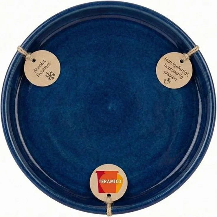 Teramico Blumentopfuntersetzer Keramik Untersetzer Royal Blau – Ø 49 cm (XXL) – Wasserdicht & Handgef, Zubehör für Alle Holzkisten 50x40x30cm, 100% Frostfest – Bild 4