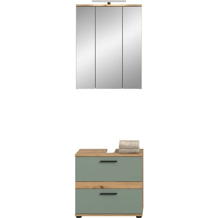 welltime Badmöbel-Set Lucca, bestehend aus: 1x Waschbeckenunterschrank & 1x Spiegelschrank, (Set, 2-St) – Bild 3