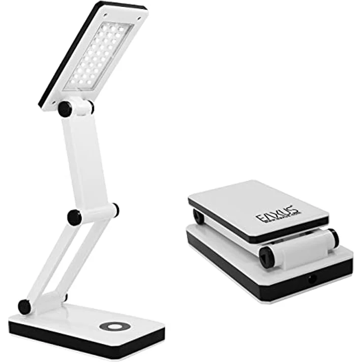 Eaxus® USB LED Schreibtischlampe, dimmbar und aufklappbar, edles Design in Weiß, 180 Lumen, flexibles Licht für Büro und Kinderzimmer – Bild 1