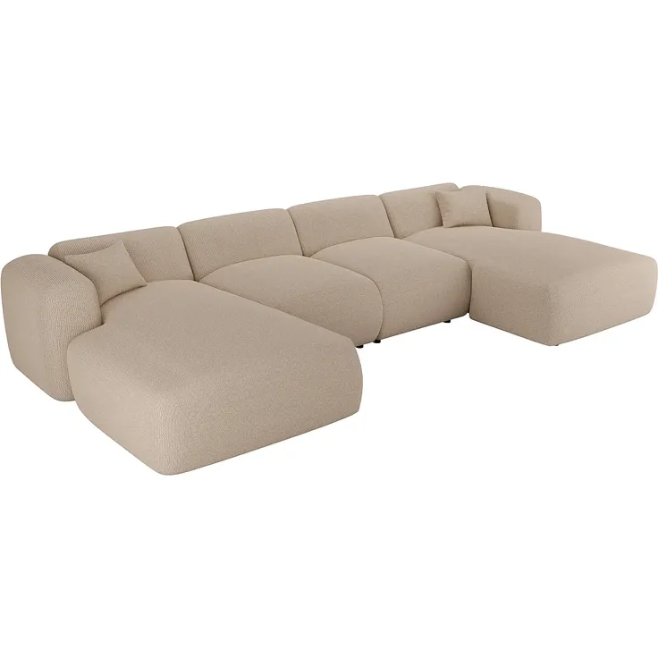 Vente-unique - Große Wohnlandschaft - Samt-Stoff - Beige - POGNI von Maison Céphy – Bild 3