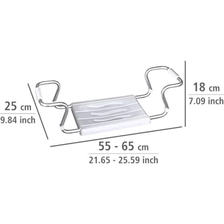 WENKO Badewannensitz Secura, ausziehbar von 55-65 cm, rostfreies Aluminium, bis zu 120 kg Tragkraft, Weiß – Bild 3