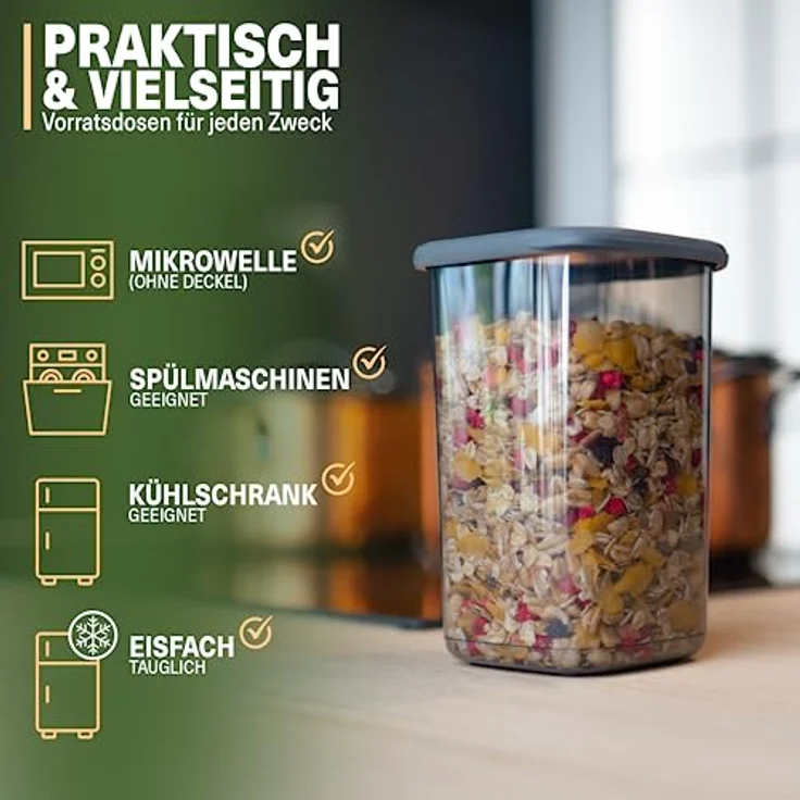 Viwares Vorratsdosen mit Deckel Luftdicht, 12er Vorratsbehälter Set BPA-Frei, Vorratsdose zur Müsli Mehl Aufbewahrung Küche, Praktische Organizer Küche, Frischhaltedosen für Lebensmittelaufbewahrung – Bild 5