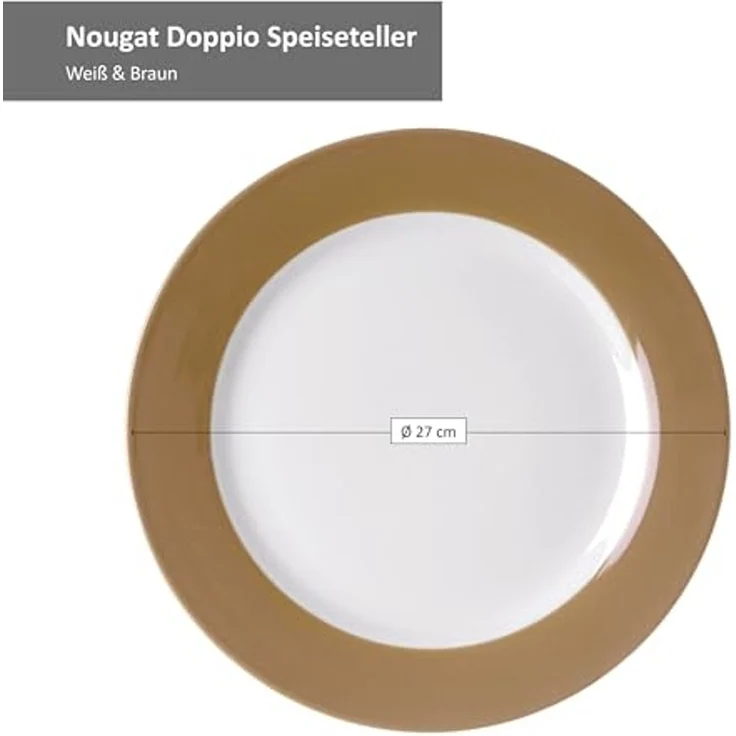 MamboCat Speiseteller Ritzenhoff 6x Nougat Doppio Speiseteller Weiß-Braun Porzellan Teller – Bild 5
