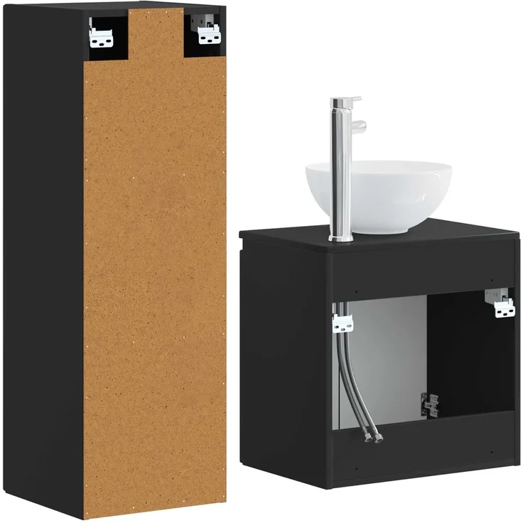 vidaXL Badezimmermöbel-Set 2 stk. Schwarz 33 x 34,5 x 100 cm 3406114 – Bild 5