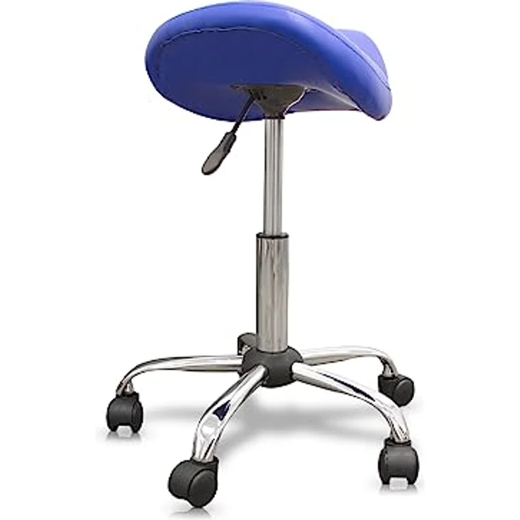 QUIRUMED Pony-Hocker, ergonomisch, mit Stahlgestell, grüne Farbe, Kunstlederpolsterung, höhenverstellbar, gepolsterter Sitz, drehbare Räder, bis 150 kg – Bild 6