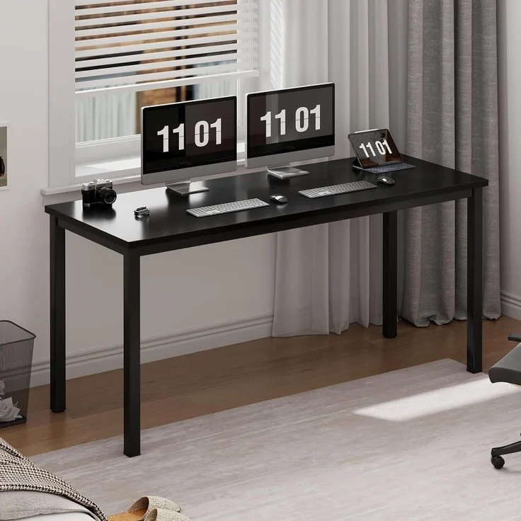 SogesHome Computertisch Schreibtisch 120 x 60 x 75 cm PC Schreibtisch Büro Schreibtisch Workstation für Home Office Verwenden Schreibtisch, Esstisch Konferenztisch, Schwarz,AC3CB-120-SH – Bild 1