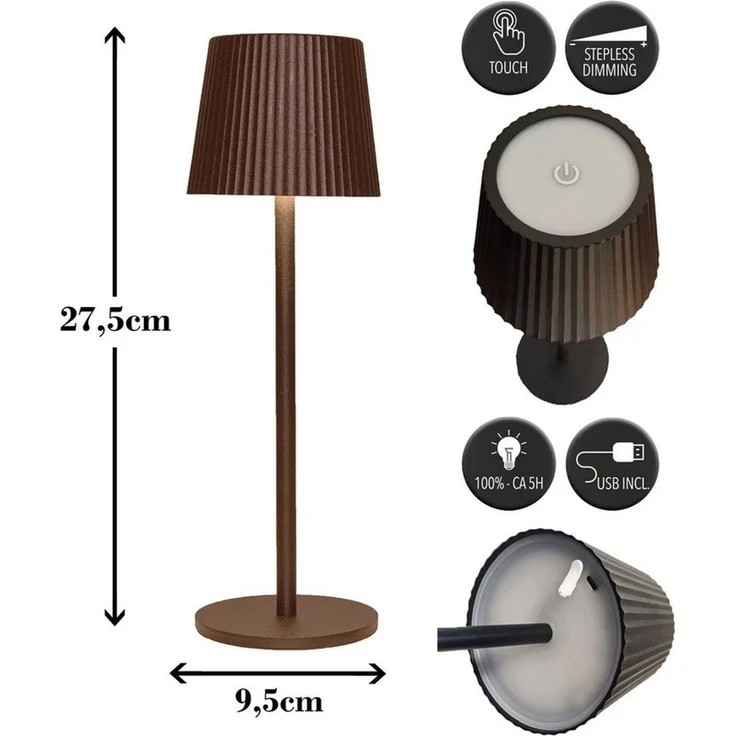 Coen Bakker Deco BV LED Außen-Tischleuchte Touch Tischlampe dimmbar mit Akku, In-/Outdoor, Touch-Funktion, LED fest verbaut, Kaltweiß, Warmweiß, Tageslichtweiß – Bild 3