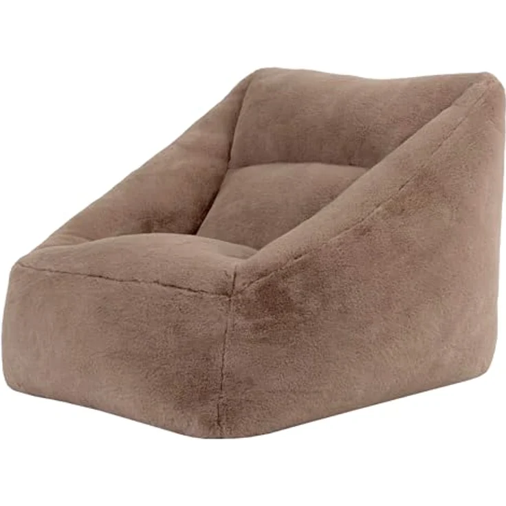Icon Natalia Sitzsack Sessel für Erwachsene, Mokkabraun, Flauschiger Kaninchen Kunstfell Stoff, Riesen Sitzsack mit Füllung, Bean Bag Chair, Bequemer Sessel Wohnzimmer, Lounge, Schlafzimmer, Büro – Bild 6